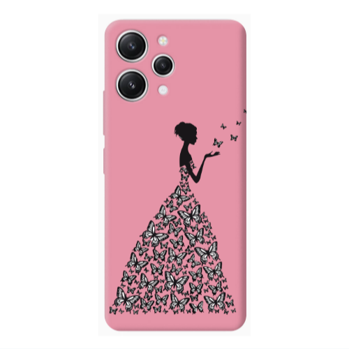 Xiaomi Redmi 12 Butterfly Girl Pink Colored Silicone TPU Θήκη