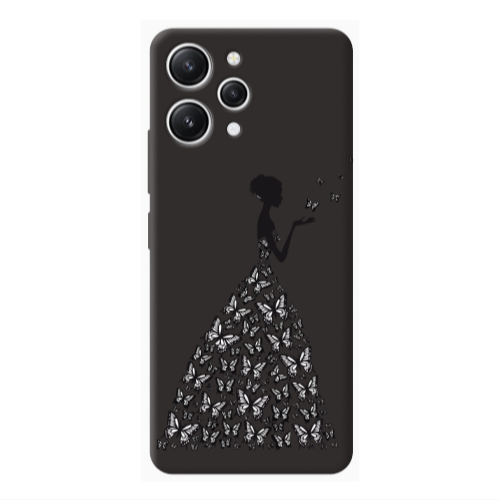 Xiaomi Redmi 12 Butterfly Girl Black Colored Silicone TPU Θήκη
