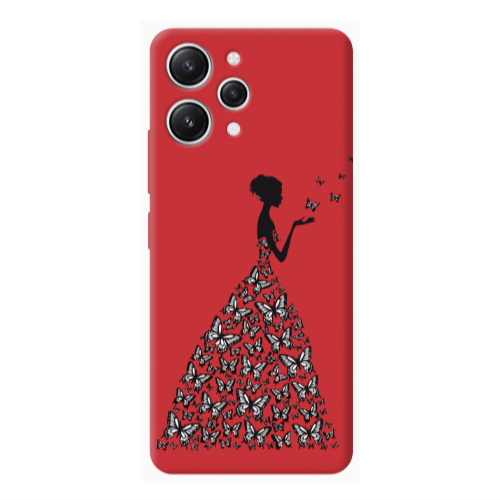 Xiaomi Redmi 12 Butterfly Girl Red Colored Silicone TPU Θήκη