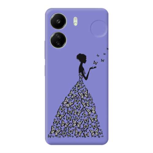 Xiaomi Redmi 13C Butterfly Girl Purple Colored Silicone TPU Θήκη