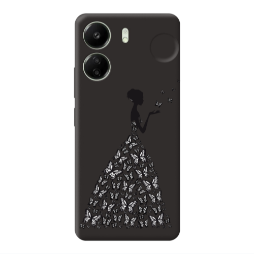 Xiaomi Redmi 13C Butterfly Girl Black Colored Silicone TPU Θήκη