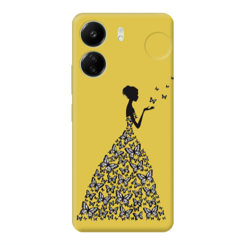 Xiaomi Redmi 13C Butterfly Girl Yellow Colored Silicone TPU Θήκη