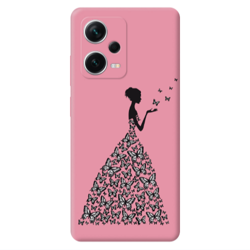 Xiaomi Poco X5 Butterfly Girl Pink Colored Silicone TPU Θήκη
