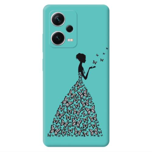 Xiaomi Poco X5 Butterfly Girl Turquoise Colored Silicone TPU Θήκη