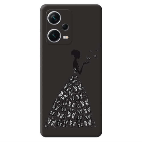 Xiaomi Poco X5 Butterfly Girl Black Colored Silicone TPU Θήκη