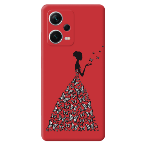 Xiaomi Poco X5 Butterfly Girl Red Colored Silicone TPU Θήκη