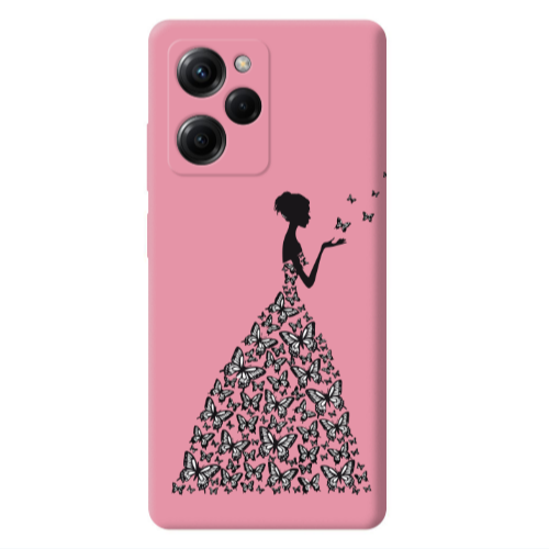 Xiaomi Poco X5 Pro Butterfly Girl Pink Colored Silicone TPU Θήκη
