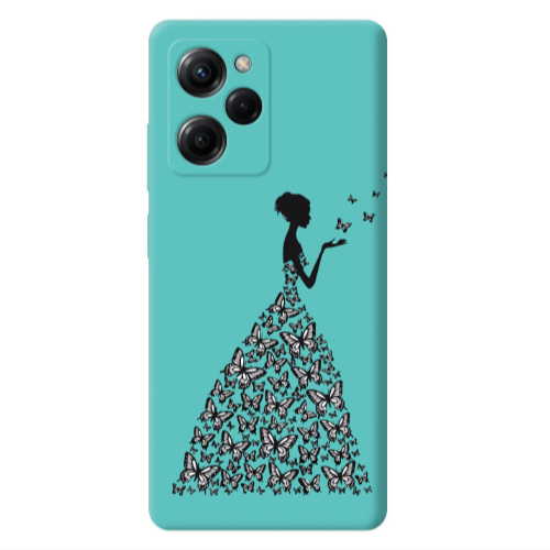 Xiaomi Poco X5 Pro Butterfly Girl Turquoise Colored Silicone TPU Θήκη