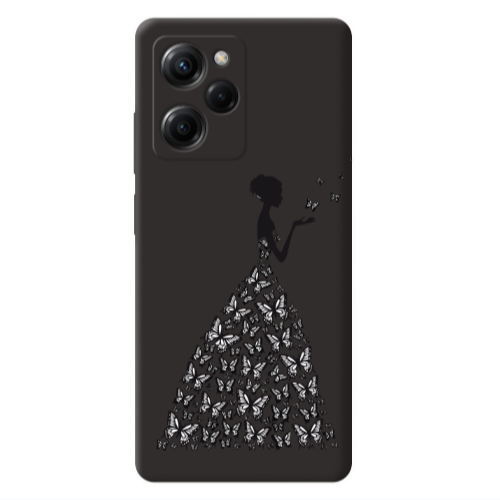 Xiaomi Poco X5 Pro Butterfly Girl Black Colored Silicone TPU Θήκη