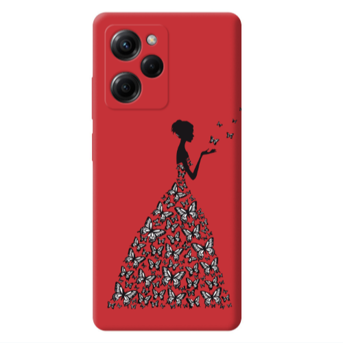 Xiaomi Poco X5 Pro Butterfly Girl Red Colored Silicone TPU Θήκη