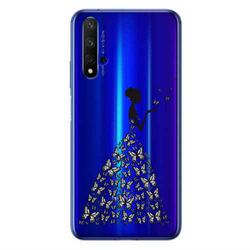 Huawei Nova 5 T Butterfly Girl Transparent Silicone TPU Θήκη
