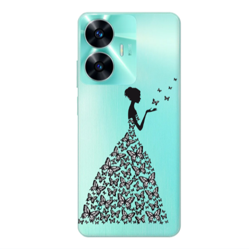 Realme C55 Butterfly Girl Transparent Silicone TPU Θήκη