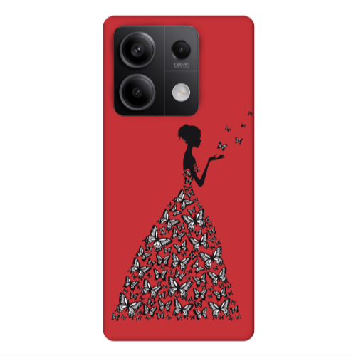Xiaomi Redmi Note 13 5G Butterfly Girl Red Colored Silicone TPU Θήκη
