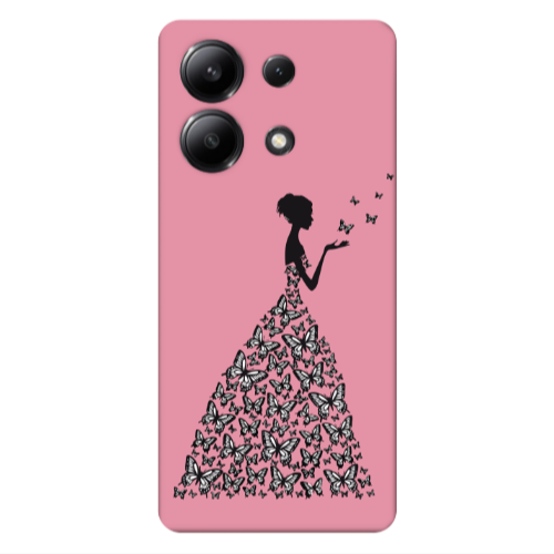 Xiaomi Redmi Note 13 4G Butterfly Girl Pink Colored Silicone TPU Θήκη