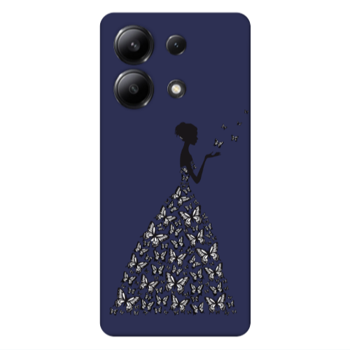 Xiaomi Redmi Note 13 4G Butterfly Girl Dark blue Colored Silicone TPU Θήκη
