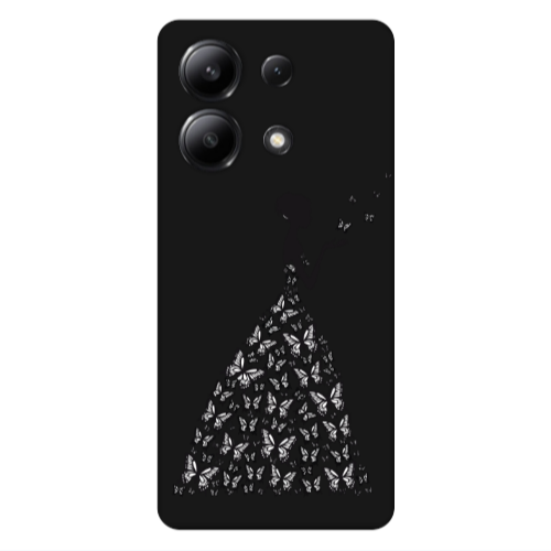 Xiaomi Redmi Note 13 4G Butterfly Girl Black Colored Silicone TPU Θήκη