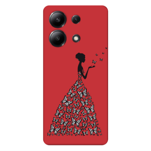 Xiaomi Redmi Note 13 4G Butterfly Girl Red Colored Silicone TPU Θήκη