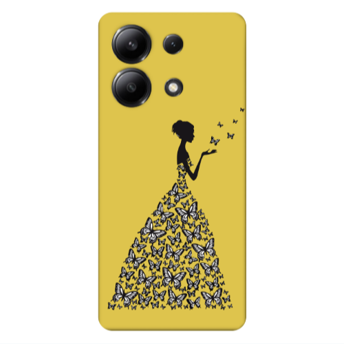 Xiaomi Redmi Note 13 4G Butterfly Girl Yellow Colored Silicone TPU Θήκη