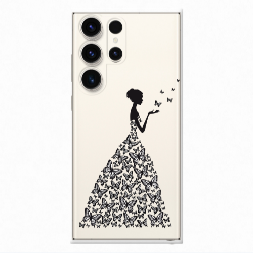 Samsung S24 Ultra Butterfly Girl Transparent Silicone TPU Θήκη