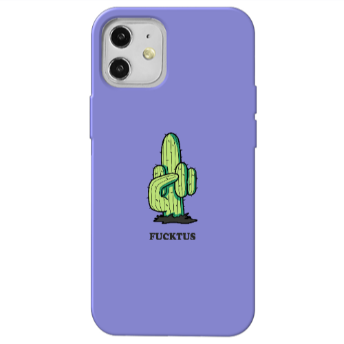 Apple iPhone 12 Green Cactus Purple Colored Silicone TPU Θήκη