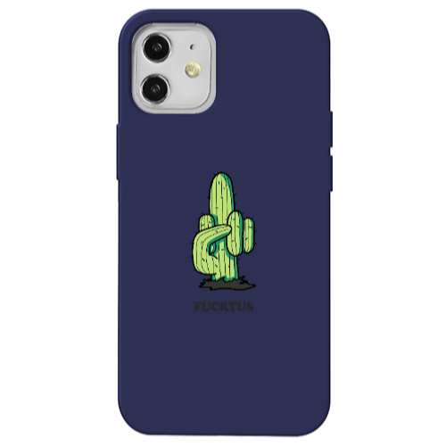 Apple iPhone 12 Green Cactus Dark blue Colored Silicone TPU Θήκη
