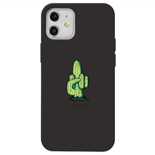 Apple iPhone 12 Green Cactus Black Colored Silicone TPU Θήκη