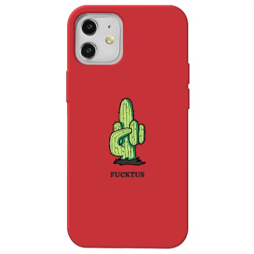 Apple iPhone 12 Green Cactus Red Colored Silicone TPU Θήκη
