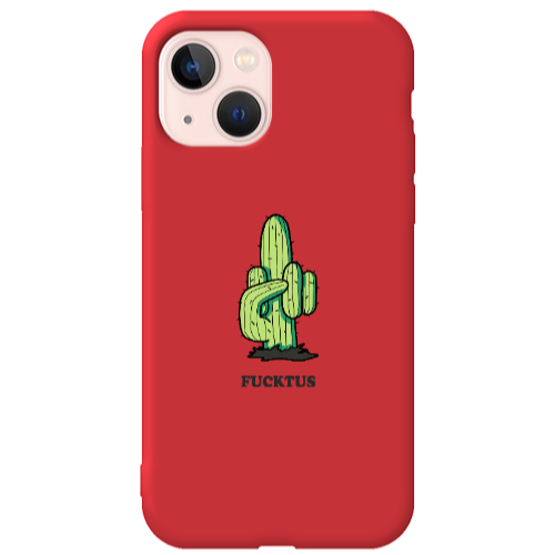 Apple iPhone 13 Green Cactus Red Colored Silicone TPU Θήκη