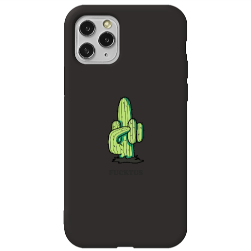 Apple iPhone 11 Pro Max Green Cactus Black Colored Silicone TPU Θήκη