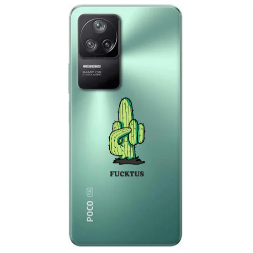 Xiaomi Poco F4 Green Cactus Transparent Silicone TPU Θήκη