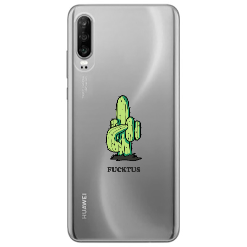 Huawei P30 Green Cactus Transparent Silicone TPU Θήκη