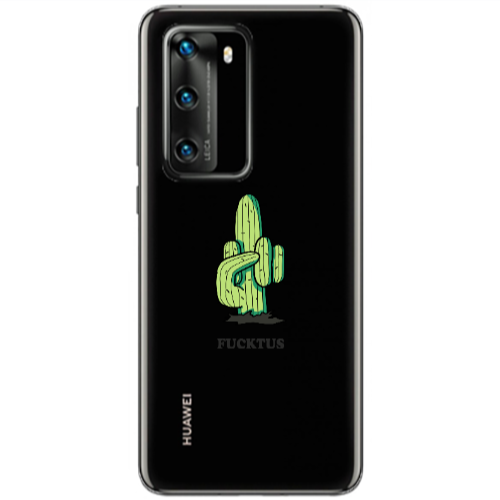 Huawei P40 Green Cactus Transparent Silicone TPU Θήκη