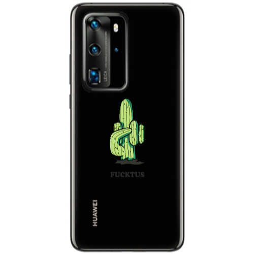 Huawei P40 Pro Green Cactus Transparent Silicone TPU Θήκη