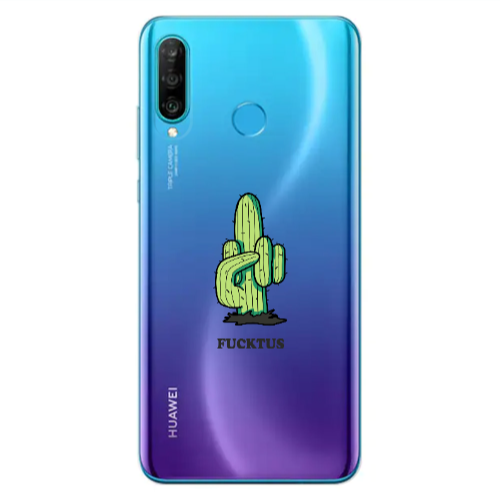Huawei P30 Lite Green Cactus Transparent Silicone TPU Θήκη