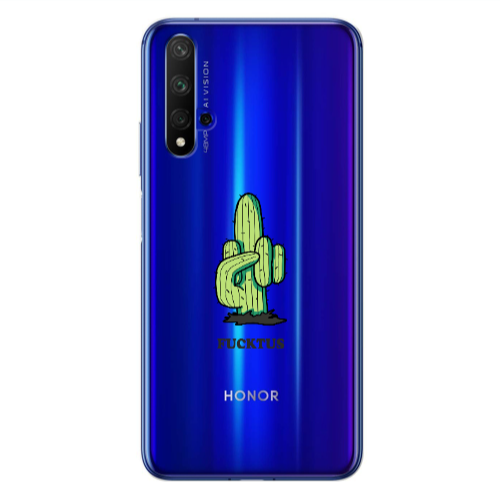Huawei Nova 5 T Green Cactus Transparent Silicone TPU Θήκη