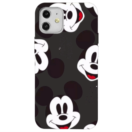 Apple iPhone 12 Mickey Mouse Black Colored Silicone TPU Θήκη