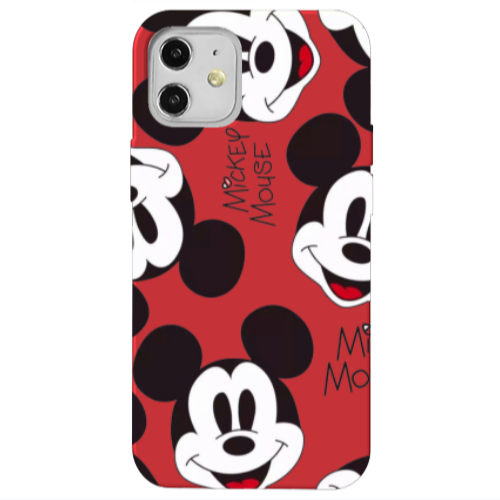 Apple iPhone 12 Mickey Mouse Red Colored Silicone TPU Θήκη