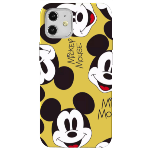 Apple iPhone 12 Mickey Mouse Yellow Colored Silicone TPU Θήκη