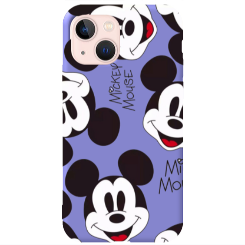 Apple iPhone 13 Mickey Mouse Purple Colored Silicone TPU Θήκη