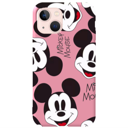 Apple iPhone 13 Mickey Mouse Pink Colored Silicone TPU Θήκη