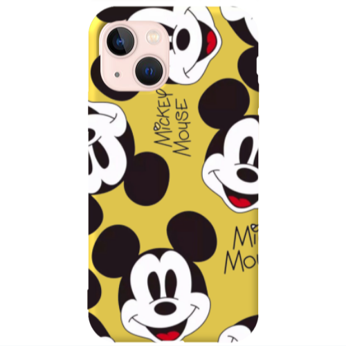 Apple iPhone 13 Mickey Mouse Yellow Colored Silicone TPU Θήκη