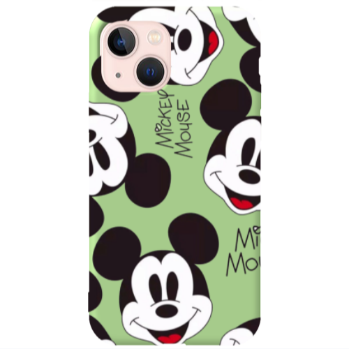 Apple iPhone 13 Mickey Mouse Light Green Colored Silicone TPU Θήκη
