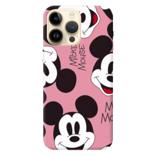 Apple iPhone 13 Pro Max Mickey Mouse Pink Colored Silicone TPU Θήκη