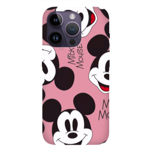 Apple iPhone 14 Pro Max Mickey Mouse Pink Colored Silicone TPU Θήκη