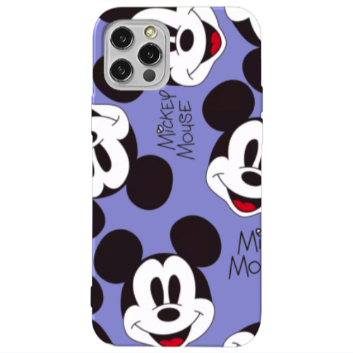 Apple iPhone 12 Pro Mickey Mouse Purple Colored Silicone TPU Θήκη