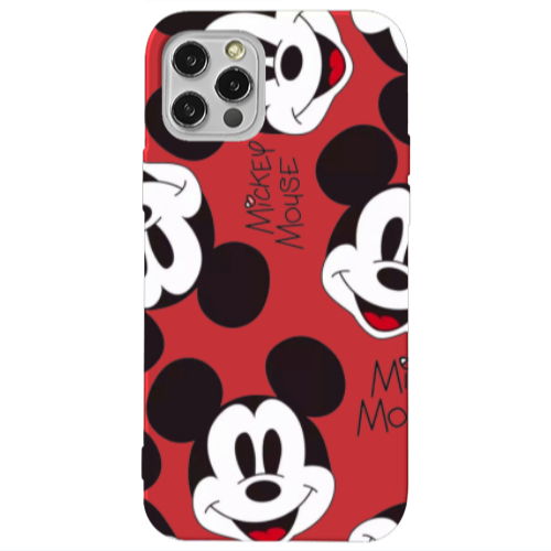 Apple iPhone 12 Pro Mickey Mouse Red Colored Silicone TPU Θήκη