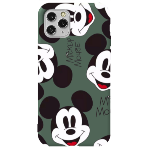 Apple iPhone 11 Pro Max Mickey Mouse Dark Green Colored Silicone TPU Θήκη