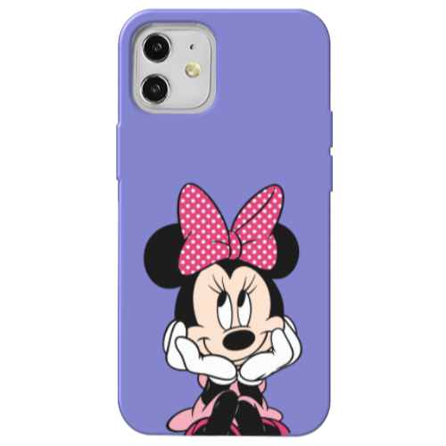 Apple iPhone 12 Minnie 2 Purple Colored Silicone TPU Θήκη