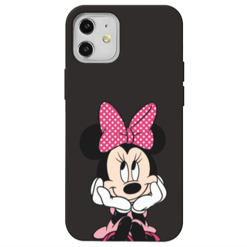 Apple iPhone 12 Minnie 2 Black Colored Silicone TPU Θήκη
