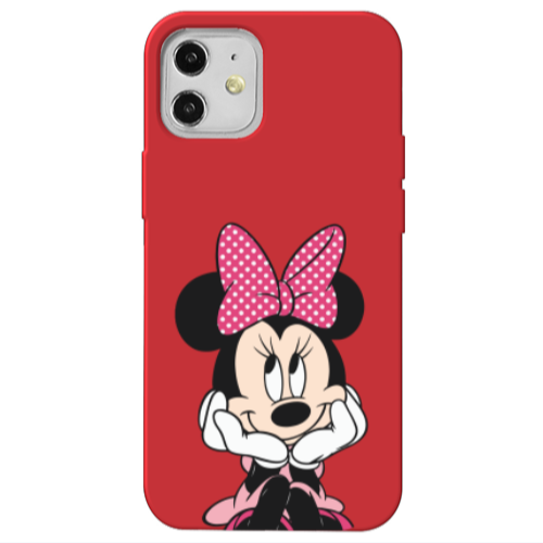 Apple iPhone 12 Minnie 2 Red Colored Silicone TPU Θήκη